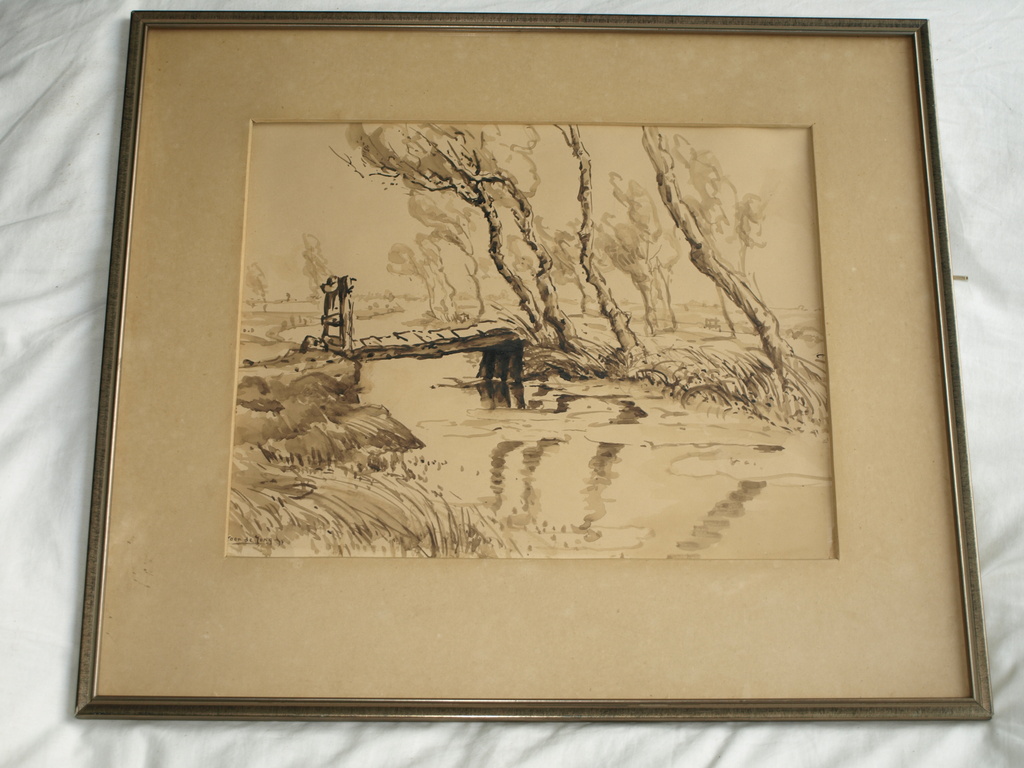 Toon de Jong : Aquarel , Landschap - gesigneerd & ingelijst - ca. 1940 kopen? Bied vanaf 1!