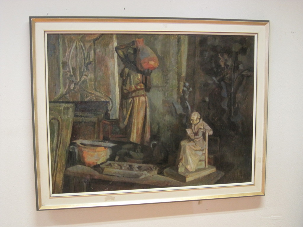 Jac.Redelaar 1871-1951 olieverf "Stilleven met oosterse sculptuur" 1940 verkocht voor € 41!