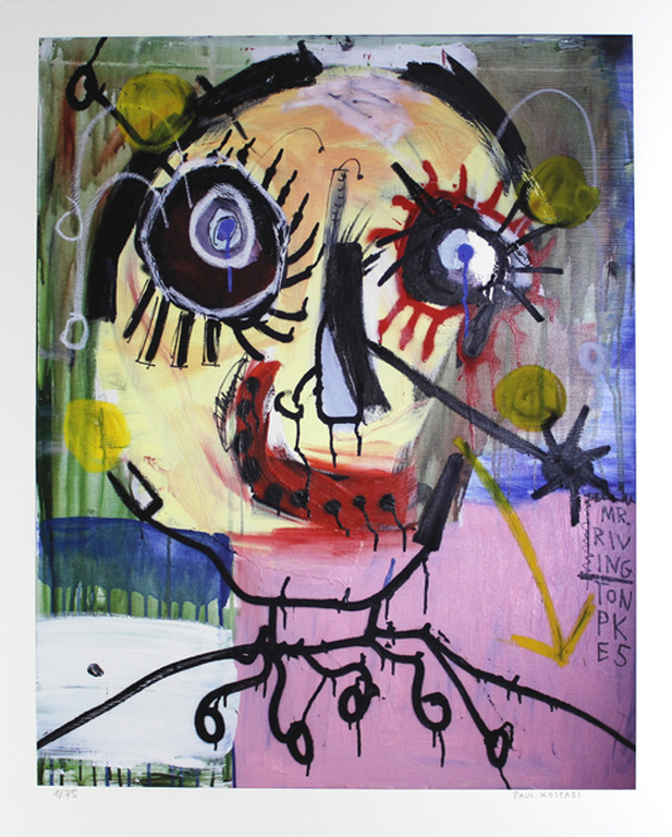 Paul Kostabi - Mr.Rivington - handgesigneerde kleurgiclee 2012 verkocht voor € 63!