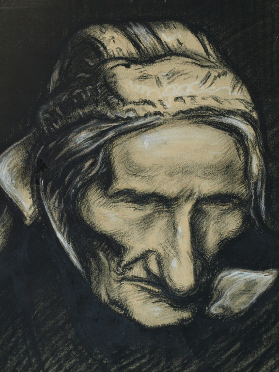 Onbekend : Tekening , Portret vrouw, omlaag kijkend – ca 1920 - Elias Smalhout  kopen? Bied vanaf 1!