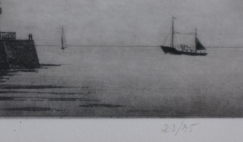 Flip Schrameijer: Ets, Zuiderpier -Ingelijst kopen? Bied vanaf 35!