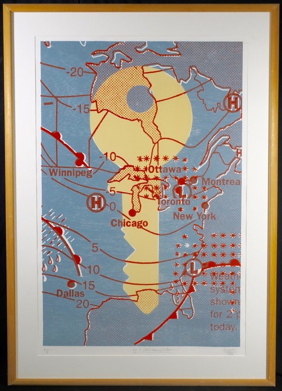 Angelo Evelyn: Houtsnede en Litho, Keys to global warming - Ingelijst (Groot!) kopen? Bied vanaf 1!