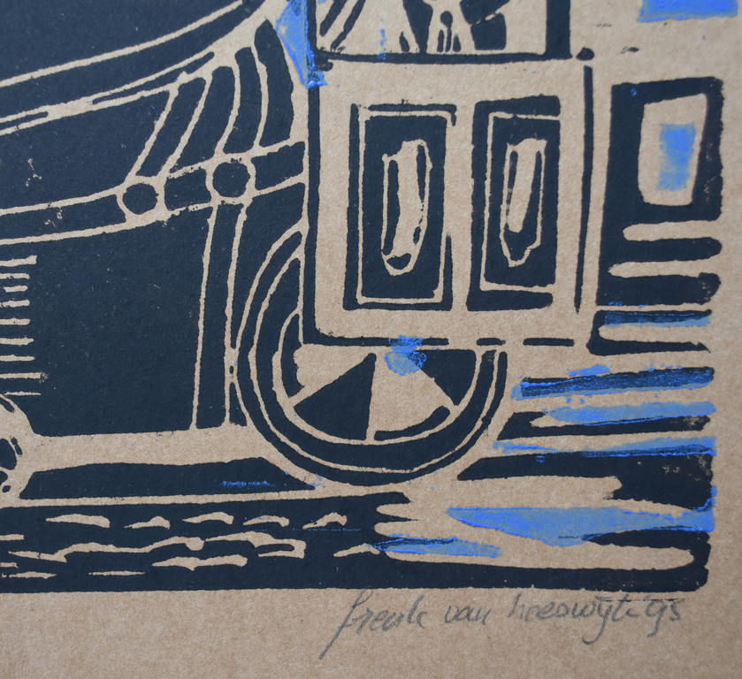 Frenk van Heeswijk - Frenk van Heeswijk , Linosnede # PAARD EN WAGEN # opl. 50, gen/gesigneerd, mint- kopen? Bied vanaf 35!