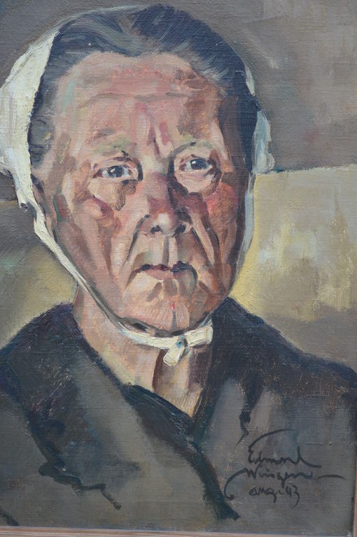 Edmond Wingen - Visservrouw - olie op doek verkocht voor € 180!