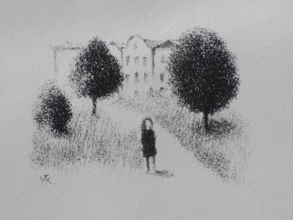 Metten Koornstra, Meisje in surrealistisch landschap, Litho verkocht voor € 80!