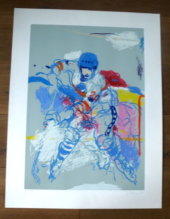 Jan van Diemen, zeefdruk: IJshockeyspeler  , 1981, handgesigneerd, Aanbieding!! kopen? Bied vanaf 69!