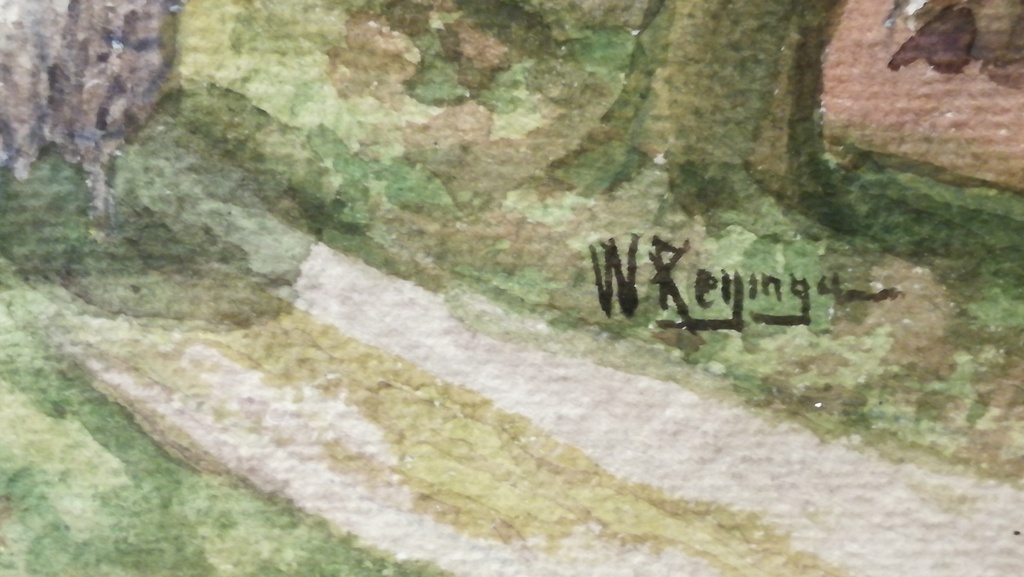 Onbekende kunstenaar, Aquarel, Herder en schapen,  onleesbaar gesigneerd kopen? Bied vanaf 1!