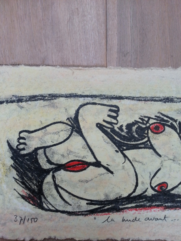 HAns Innemee, zeefdruk op handgeschept papier, Titel: kopen? Bied vanaf 40!
