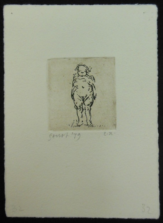 Geurt van Dijk: 3x Ets, Volle dame, Naakte vrouw en Gezicht kopen? Bied vanaf 20!