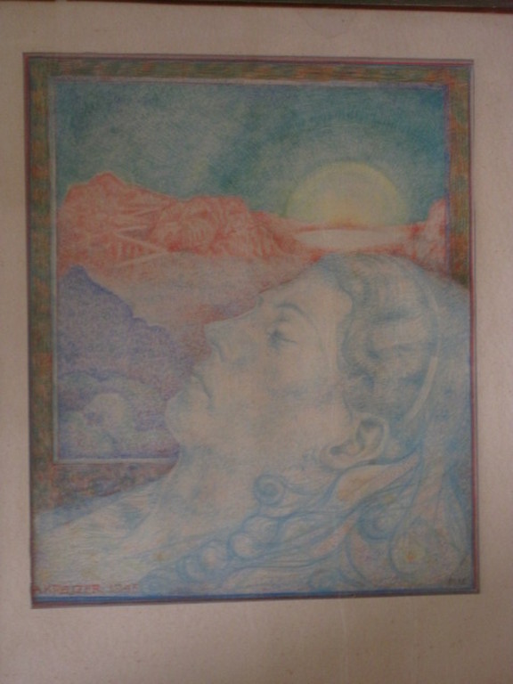 Aloys J. Kreuzer (1911-1977) pointilistische pastel "slapende vrouw" 1945 kopen? Bied vanaf 1!