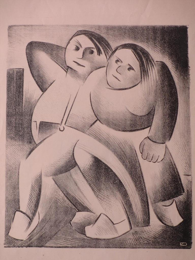 Vlaamse expressionist, Boerentypes, Litho kopen? Bied vanaf 1!