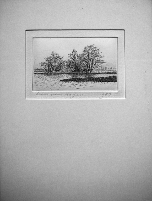 Han van Hagen: 'Uiterwaarden' -lijnets 1987-  kopen? Bied vanaf 25!