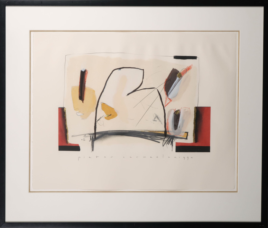 Pieter Vermeulen: Gemengde techniek op papier, Z.T. IV - Ingelijst kopen? Bied vanaf 35!