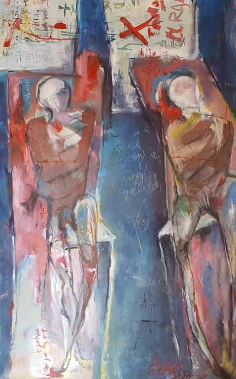 Atrid Engels (1941) - olie op doek, gesigneerd rechtsonder verkocht voor € 210!