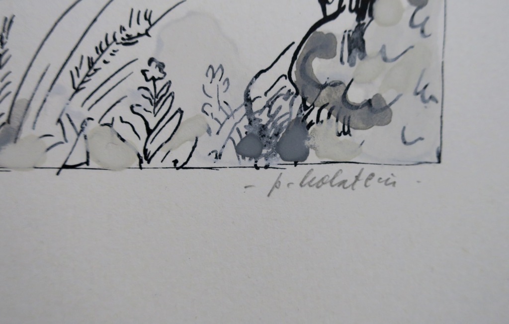 Pieter Holstein: Handgekleurde ets, Landschap met blauwe piramide kopen? Bied vanaf 25!