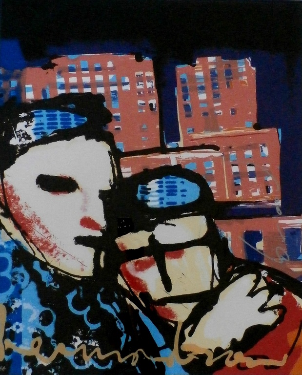 Herman Brood - ingelijste grote zeefdruk: Going to the city - in nieuwe lijst! verkocht voor € 425!