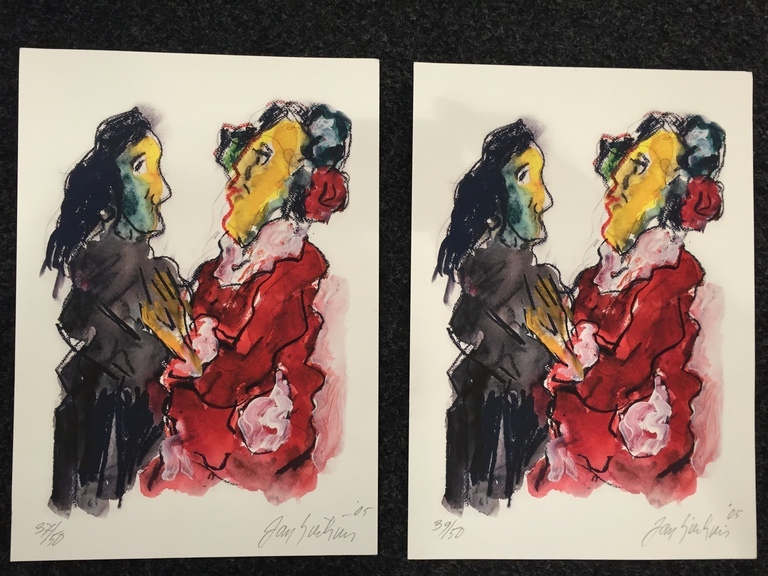 JAN SIERHUIS 2 x ZEEFDRUK/ LITHO    DANSERES verkocht voor € 150!