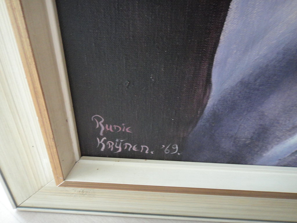 Ruud Krijnen, olieverf op doek, 'dame met ei' kopen? Bied vanaf 175!