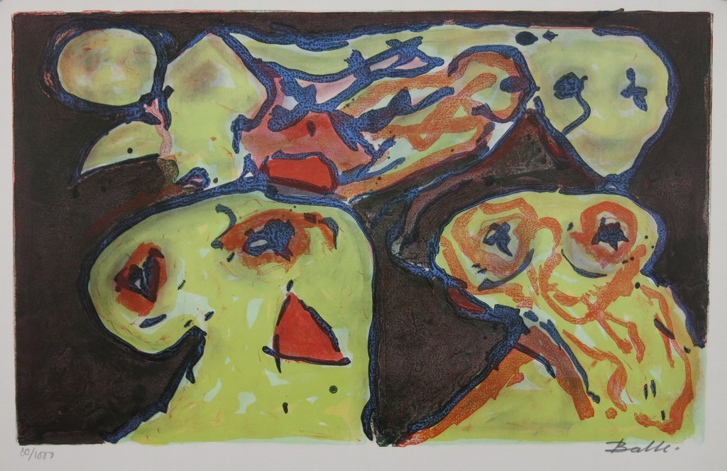 Mogens Balle: Kleurenlitho, Fantasie (CoBrA) verkocht voor € 72!