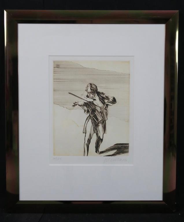 Claude Weisbuch: Droge Naald, La Violoniste - Ingelijst verkocht voor € 50!