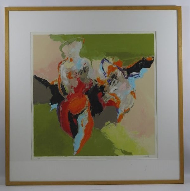 Peter Munnik: Litho, Abstracte figuur - Ingelijst (groot) verkocht voor € 60!