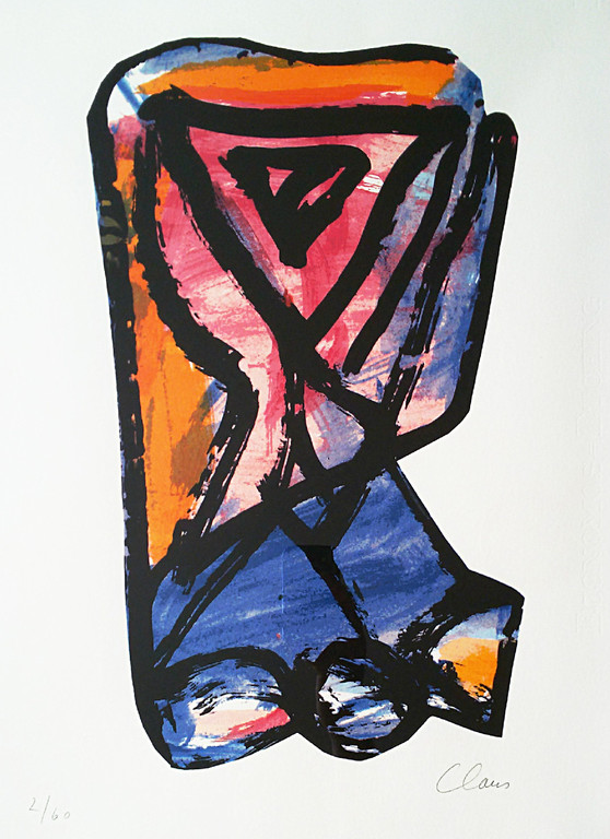 Hugo Claus - Abstracte compositie, zeefdruk (mooi ingelijst) verkocht voor € 170!