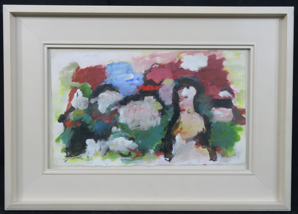 Eugene Brands: Gouache, Vrouw in landschap - Ingelijst kopen? Bied vanaf 950!