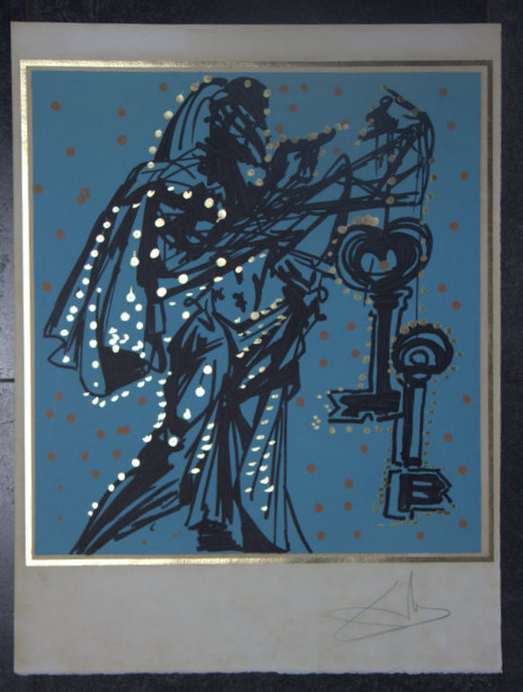 Dali: Originele, handgesigneerde en genummerde litho 1977 'Peter' met bladgoud kopen? Bied vanaf 1250!