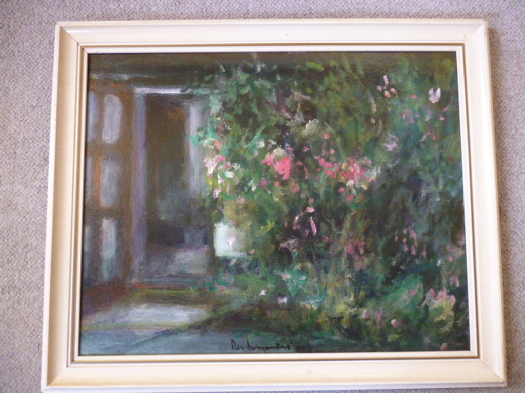 AcheterTheo Swagemakers-Olieverf-Huis en bloemen? Enchérissez de 195!