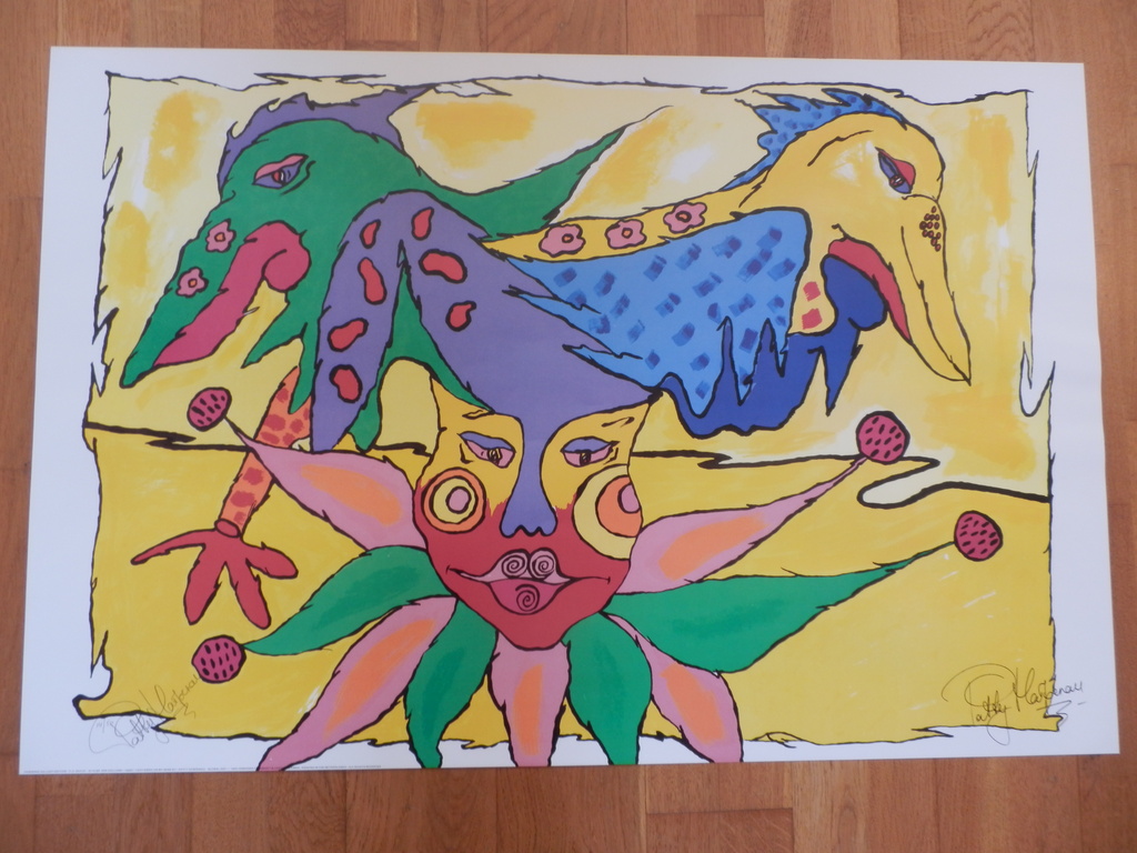PATTY HARPENAU Kleurenlithografie GOT BIRDS ON MY MIND Handgesigneerd verkocht voor € 50!