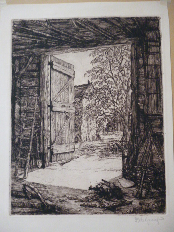 Frederik de Graaf - twee etsen - Veluwsch erf en Veluwsche schuur kopen? Bied vanaf 45!