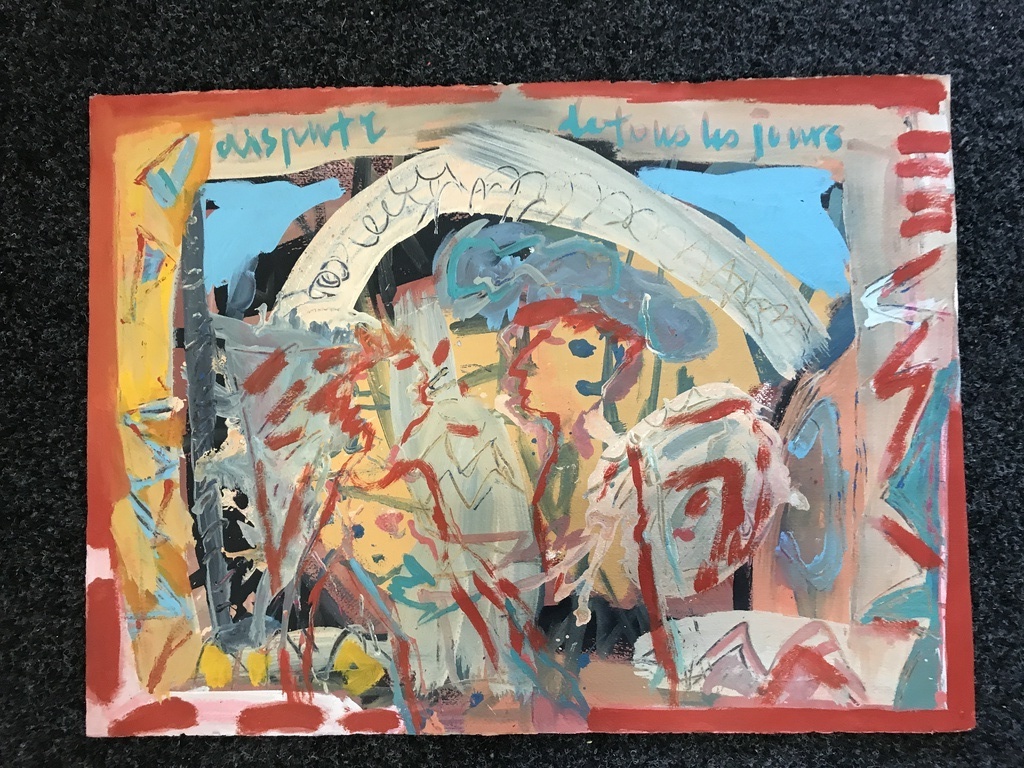 Dominique Chan Olieverf op papier. Titel: Du Jours kopen? Bied vanaf 1!