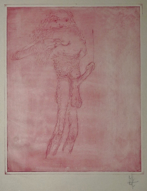 Melle, ets (in rood gedrukt), erotische voorstelling kopen? Bied vanaf 50!