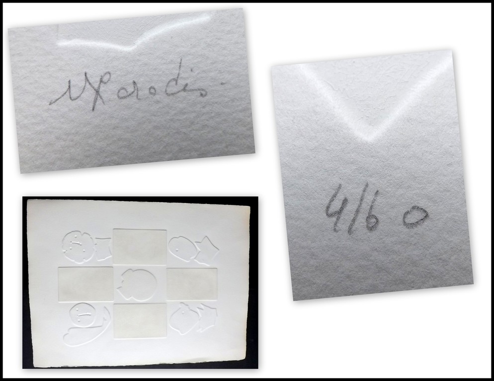 onbekende kunstenaar - gesigneerde kleuren-relief-ets - figuratief kopen? Bied vanaf 1!