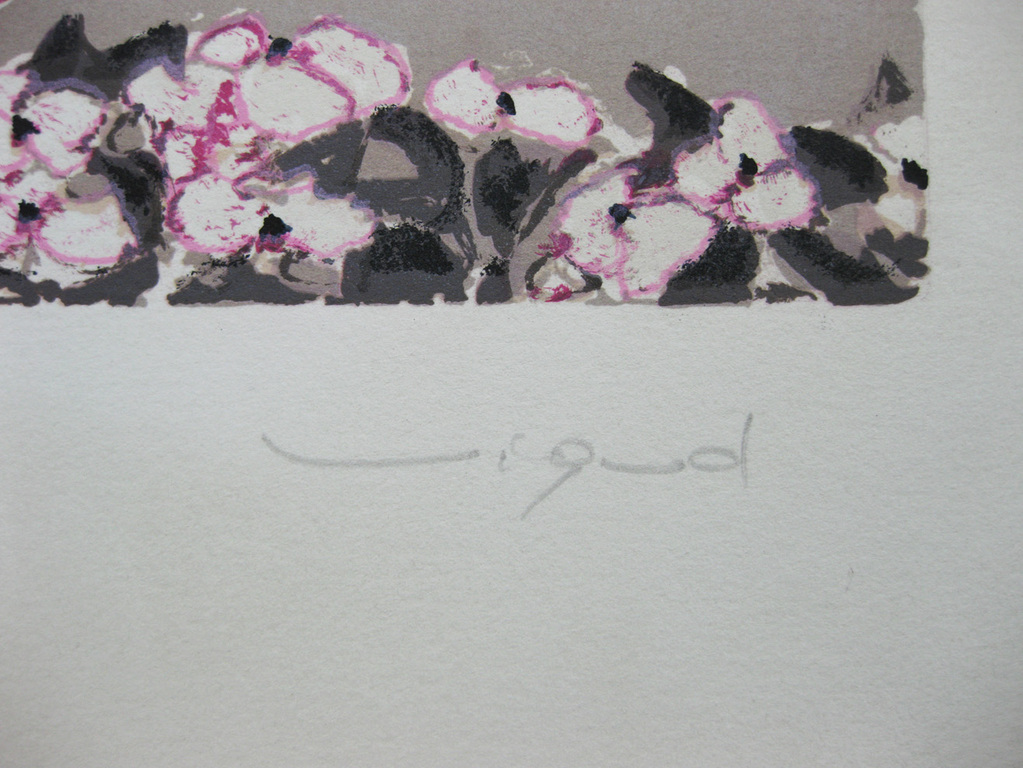 André Vigud - "Femme avec fleurs" - Kleuren litho (Handgesigneerd) kopen? Bied vanaf 48!