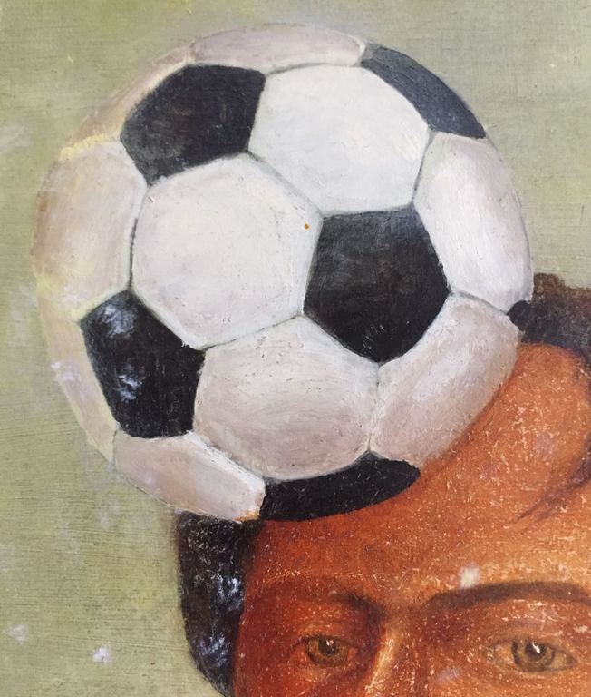 Henk Olijve: olieverf op paneel, VOETBALWINTER kopen? Bied vanaf 45!