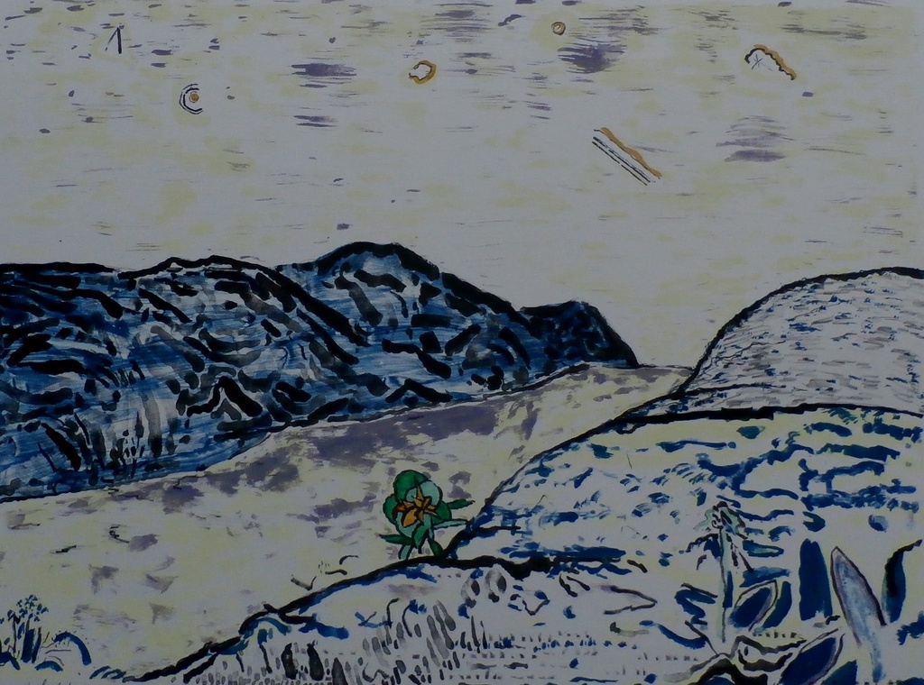 Pieter Holstein, kleurenlitho: Landschap, handgesigneerd kopen? Bied vanaf 75!