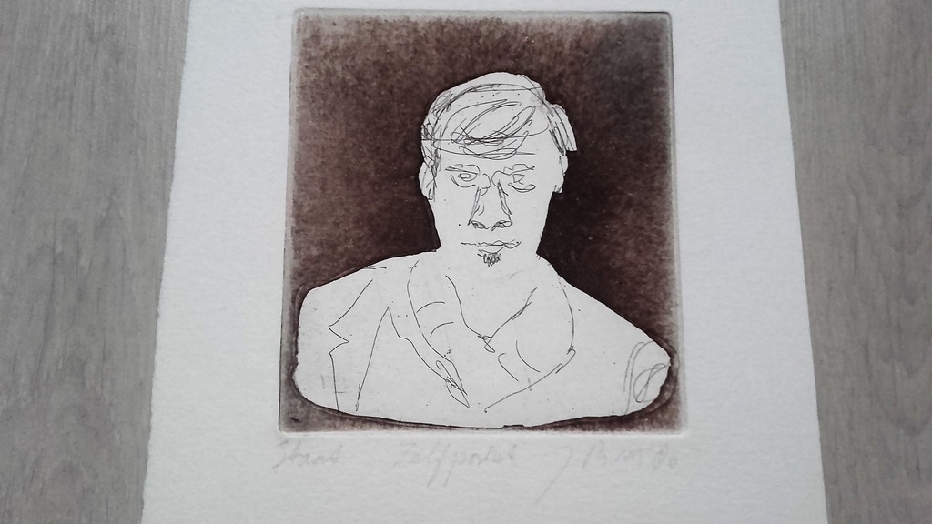 Jan Prins - Zelfportret - Miniatuur - Gesigneerd 80 - Ets kopen? Bied vanaf 1!