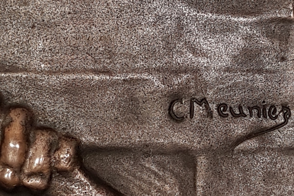 Constantin Meunier - bronzen reliëf - 'Mineur, pioche sur l'épaule' kopen? Bied vanaf 195!