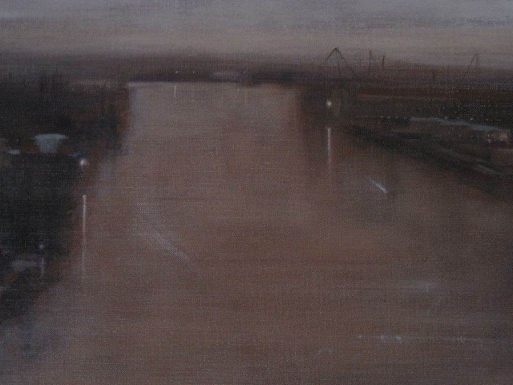 sfeervol impress. olieverf op doek "Haven bij invallende zomeravond" gesigneerd  kopen? Bied vanaf 1!