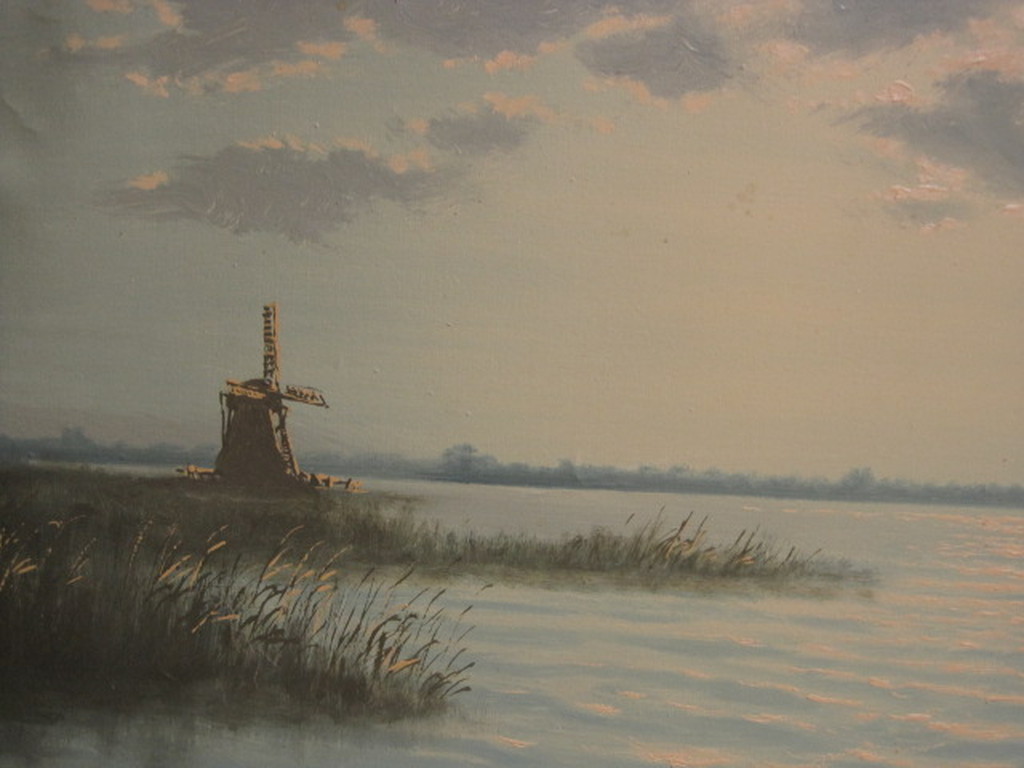 omstreeks 1920 olieverf "schemering op de plas" niet gesigneerd  kopen? Bied vanaf 1!