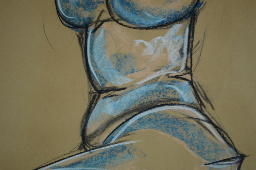 Luc Ledene ( Veurne (B) 1955- naakt, krijt 61x36 - 1995 kopen? Bied vanaf 45!