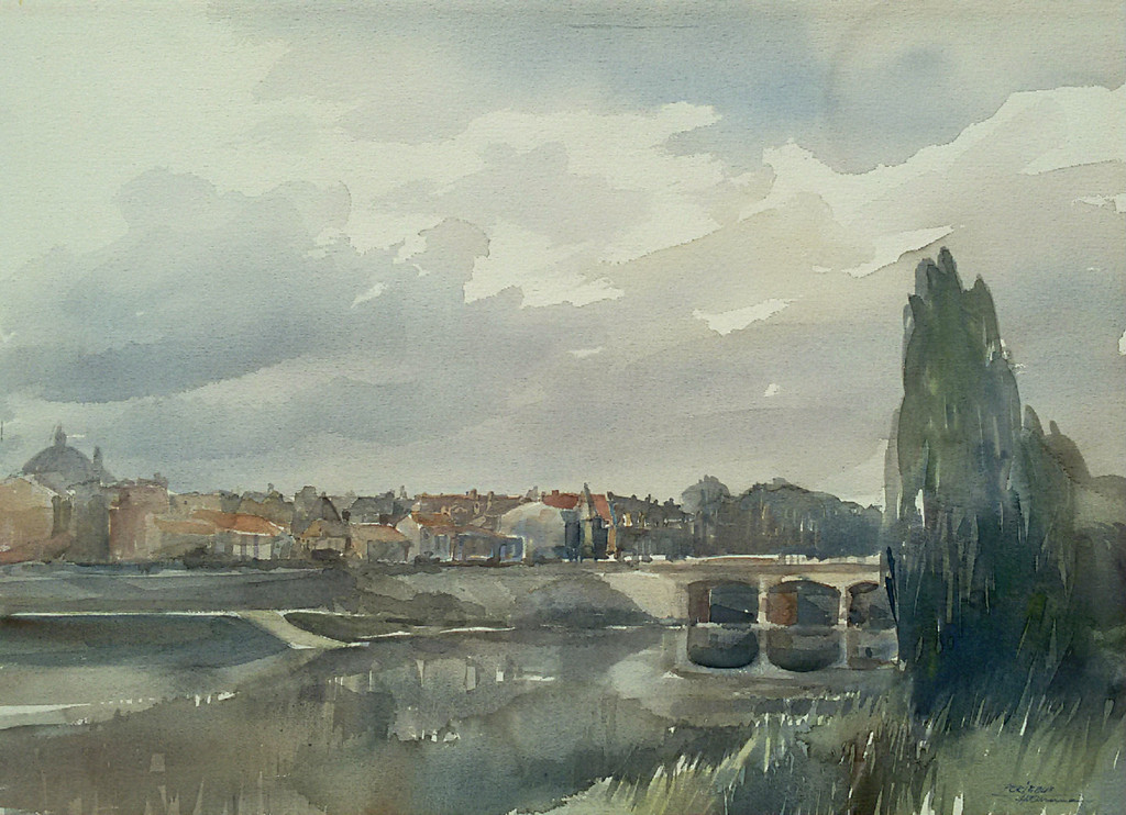 Hen Euverman - Perigueux (Dordogne, Frankrijk), aquarel verkocht voor € 200!