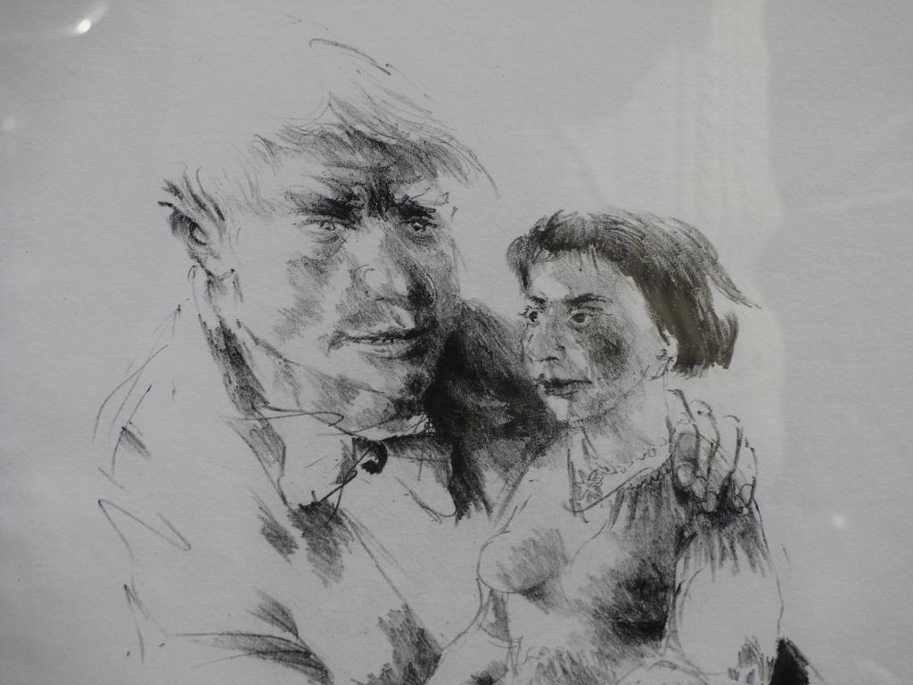 Jan Mensinga,  Man met vrouwtje op schoot, Litho kopen? Bied vanaf 50!