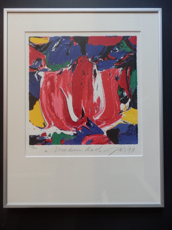 JAS  Kleurenzeefdruk MOKUM RED  Ingelijst verkocht voor € 65!
