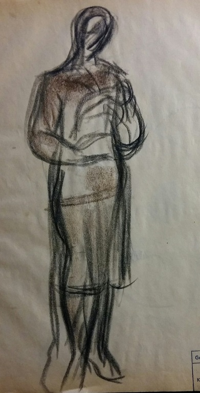 Gerard Hordijk : Portret van een vrouw met op de achterzijde een staande vrouw. kopen? Bied vanaf 120!