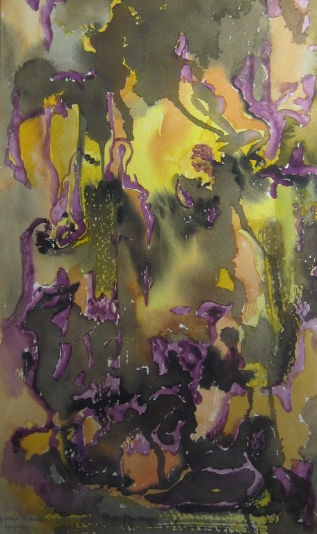 Grietje Nagel-Medema (1899-1994) - Abstracte aquarel 1974 verkocht voor € 50!