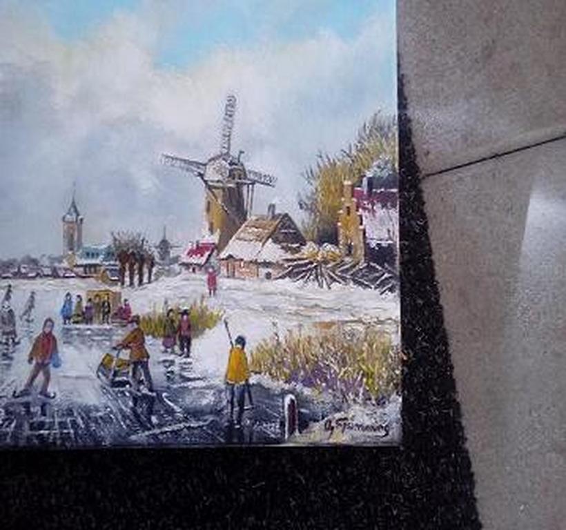 Naar Albertus.J.Temming 1942  Olieverf op doek  , schaatspret kopen? Bied vanaf 1!
