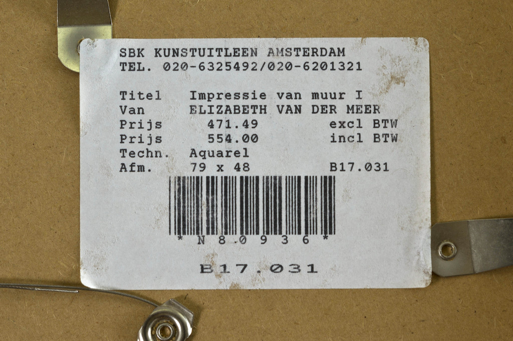 Onbekend gesigneerd: Aquarel, Impressie van een muur - Ingelijst kopen? Bied vanaf 1!