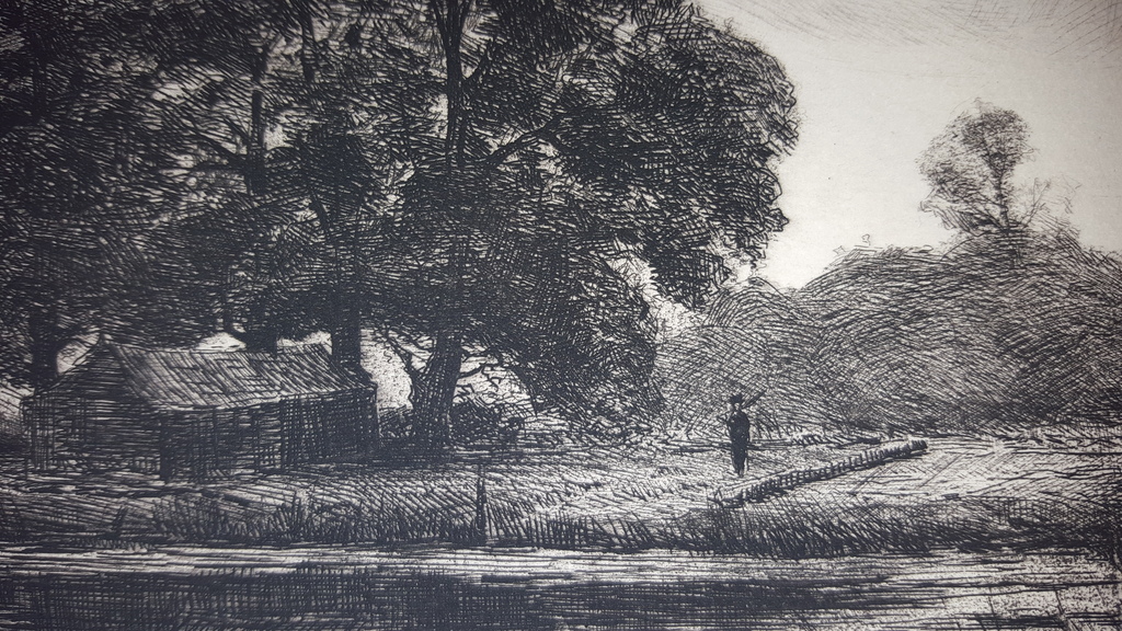 J.H. Wijsmuller (1855-1925) - ets, landschap bij Zutphen, gesigneerd verkocht voor € 49!